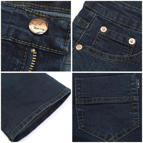 Male Bell Bottom Denim Trousers Slim Black Boot Cut Jeans Casual Business Flares Pants