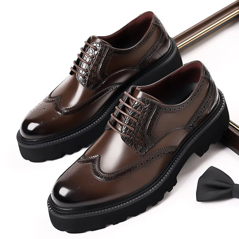 Mens Derby Shoes Height Increase Formal Dress Footwear Casual Leather Oxford Shoes