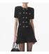 Luxury Autumn Double Breasted Beading Diamonds Mini Knit Dress for Women