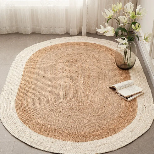 Hand-Woven Jute Carpet for Living Room Multi-Scene Use Double-Sided Entrance Mat