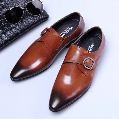 Trendy Men's Oxford Dress Shoes with Buckle Straps - Perfect Formal Footwear for Weddings and Business Occasions in Big Sizes