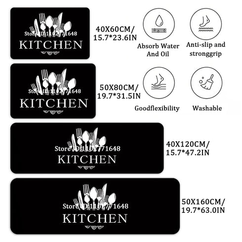 Waterproof Oilproof Kitchen Rug Antislip Large Floor Mat Soft Cozy Doormat