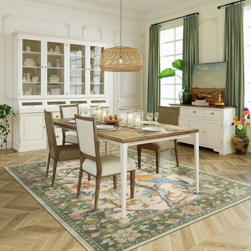 Floral Birds Area Rug for Living Room and Bedroom Decor Soft Non Slip Machine Washable Floor Mat