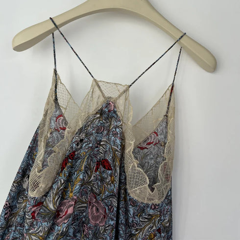 Female Skull Flower Dress for Women V-Neck Casual Lace Backless Mini Dress