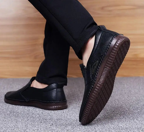 Man Retro Penny Handmade Loafer Casual Shoes Genuine Cow Leather Comfortable Slip-On Design