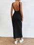 Solid Backless Tank Dress for Women - Summer Sleeveless Knitted Midi Dress