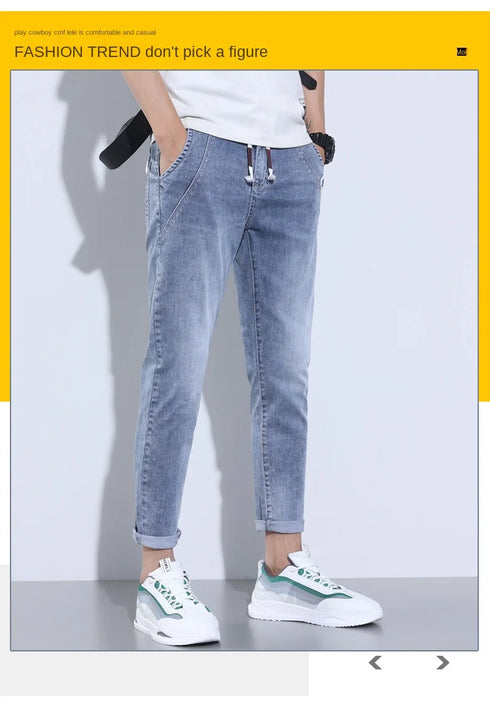 Korean Street Luxury Work Pants Men's Jogger Jeans Denim Wear