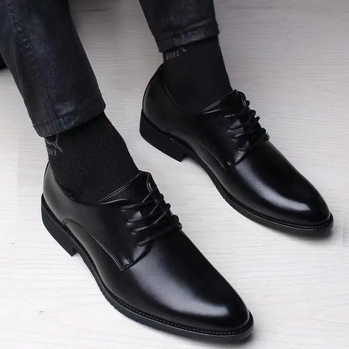 Stylish Leather Oxfords for Men - Perfect for Formal Dress, Weddings, and Office Work - British Style Non-Slip Casual Flats with Pointed Toe Design