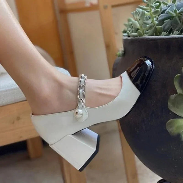 Summer Shoe Woman High Heels Luxury Mary Janes Pumps Leather Sandals
