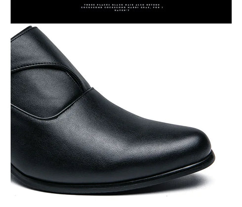 Leather Shoes for Men Cuban Style Heightening Wedding and Business Casual Footwear