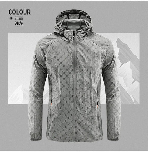 Men's Lightweight Summer Cycling Jacket - UV Protection Windbreaker for Mountain Hiking, Fishing, and Casual Sports with Quick Drying Hooded Design