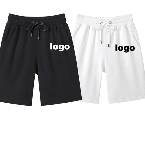 Summer Fashion Cotton Men Casual Shorts Drawstring Waist Comfortable Knee Length