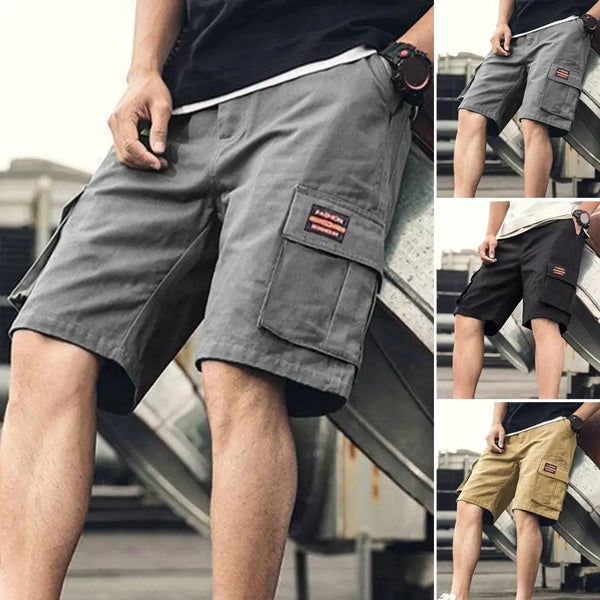Men Cargo Shorts Plus Size Loose Solid Color Quick-Drying Trousers