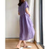 Loose Fit Slimming Cotton Linen Dress for Women Summer Plus Size Mid-Length Skirt