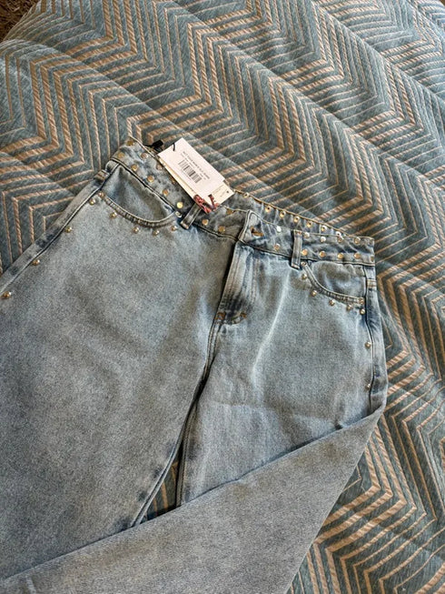 Baggy Jeans For Women With Stars Print Hip Hop Streetwear Style Loose Fit Denim Jeans