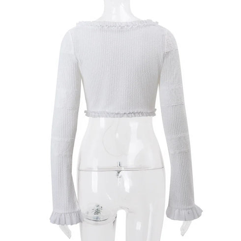 Chic Y2K Ruffle Tiered Mini Skirt and Tie Front Top Co-ord Set for Effortless Night Out - Stylish Summer Outfits Inspo