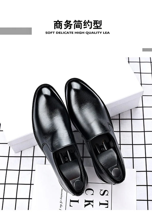 Elevator Dress Shoes for Men - Luxury Leather Formal Footwear for Weddings, Office, and Casual Social Events - Classic Designer Style with Slip-On Convenience