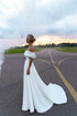 White Mermaid Satin Wedding Dresses with Detachable Overskirt Train Customized Bridal Dress 2 in 1 Gowns