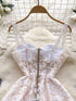 Women Sexy Hollow Out Party Club Embroidery Dress Evening Strap Splicing Vestidos