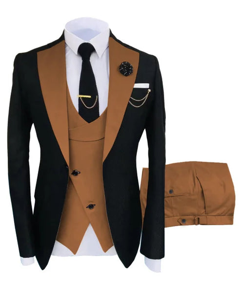 Luxury Men's Tuxedo Suit Set for Special Occasions - Stylish 3-Piece Ensemble with Jacket, Trousers, and Vest for Parties and Weddings