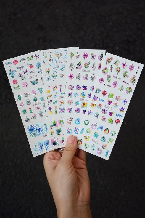 12 Floral Patterns Summer Nail Water Decals - Daffodils, Lilies, and Tulips for Stunning Nail Art Transfers and DIY Manicure Accessories