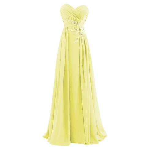 Strapless A-Line Chiffon Bridesmaid Dress With Beading Crystals and Pleats Corset Back