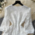 Elegant Embroidery White Lace Long Dress for Women Evening Occasion