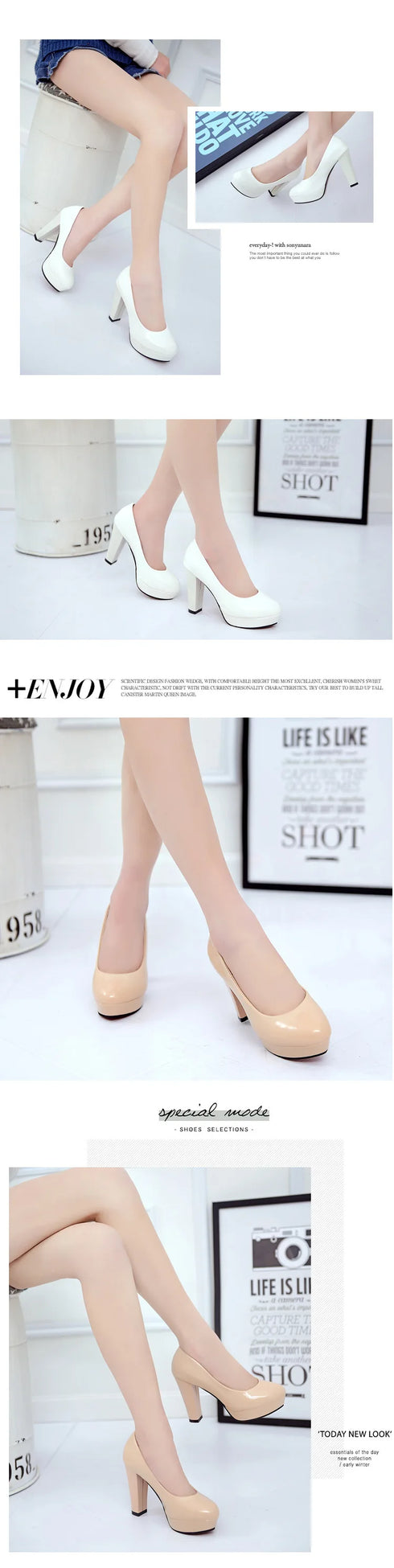 Elegant Women's Party Pumps with Thick High Heels