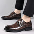 Formal Men's Loafers Handmade Leather Casual Footwear Driving Shoes with Metal Buckle
