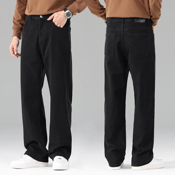 Autumn Casual Baggy Jeans for Men Comfortable Wide Denim Trousers
