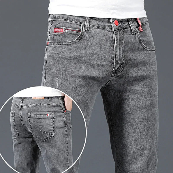 Slim Gray Blue Skinny Jeans for Men - Casual Denim Trousers
