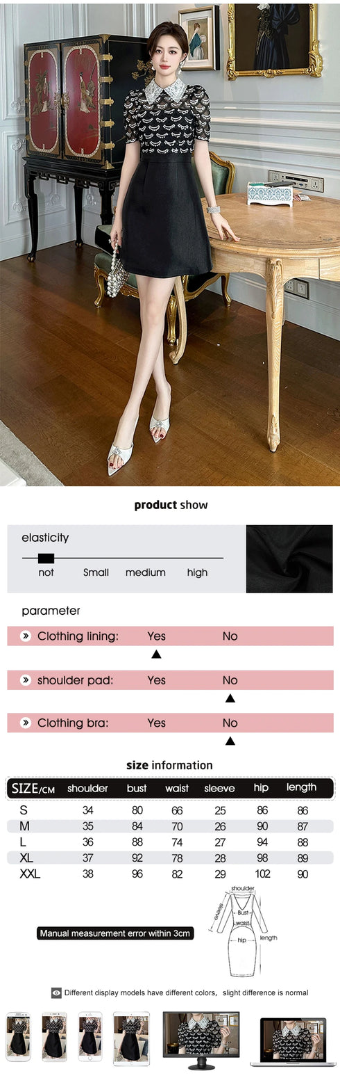 Summer Sweet Black Formal Occasion Short Dress Women Clothes Elegant Luxury A-Line Mini Party Prom Dresses