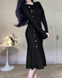 Korean Chic French Knitted Dress Women Long Sleeve Fishtail Bodycon