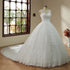Sweetheart Lace Applique Ball Gown Wedding Dress with Long Train