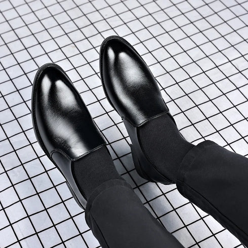 Elevator Dress Shoes for Men - Luxury Leather Formal Footwear for Weddings, Office, and Casual Social Events - Classic Designer Style with Slip-On Convenience