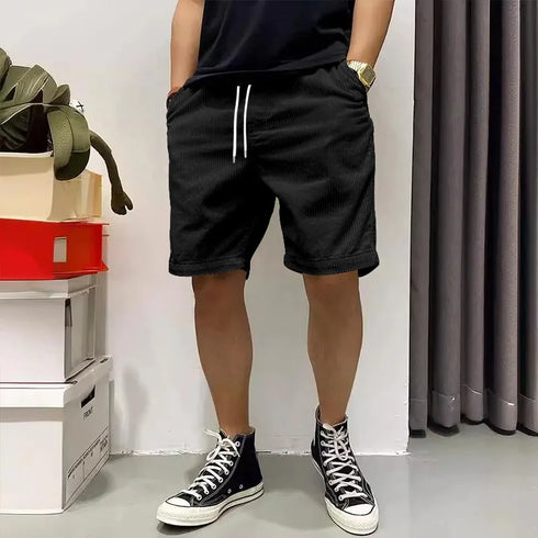 Trendy Retro Corduroy Men's Casual Work Shorts for Summer
