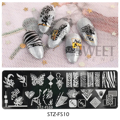 Winter Wonderland Nail Art Stamping Plate with Snowflake, Butterfly, and Rose Leaf Designs - Perfect for DIY Christmas Nail Polish Printing Template Tool
