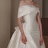 Off The Shoulder Short Sleeve Sweetheart Neck Beading Bow Satin Mermaid Wedding Dress With Detachable Train