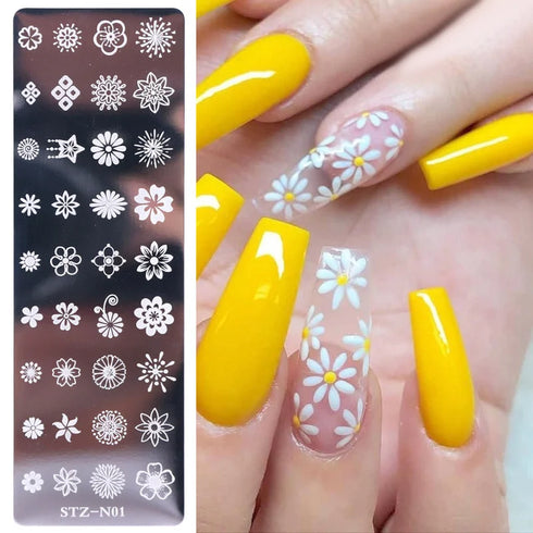 Retro Floral and Butterfly Nail Art Stamping Plate with Snowflake and Animal Designs - Creative Nail Templates for Stunning Manicures