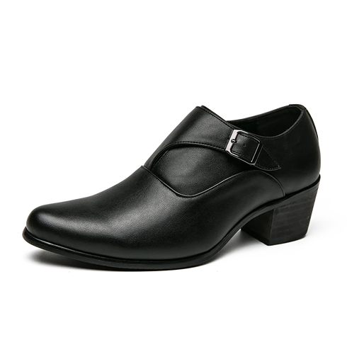 Leather Shoes for Men Cuban Style Heightening Wedding and Business Casual Footwear