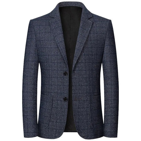 Stylish Men's Plaid Blazers for Spring and Autumn – Smart Casual Formal Suits Jackets with Slim Fit Design and Turn Down Collar for Effortless Outerwear Elegance