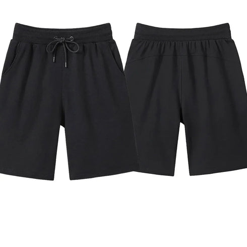 Summer Fashion Cotton Men Casual Shorts Drawstring Waist Comfortable Knee Length