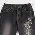 Floral Embroidery Vintage Low Rise Flared Jeans Women