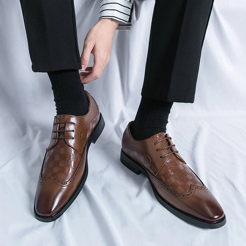 Stylish Brogue Lace-Up Business Formal Shoes for Men – Perfect for Office, Banquet, and Outdoor Parties in Sizes 38-48