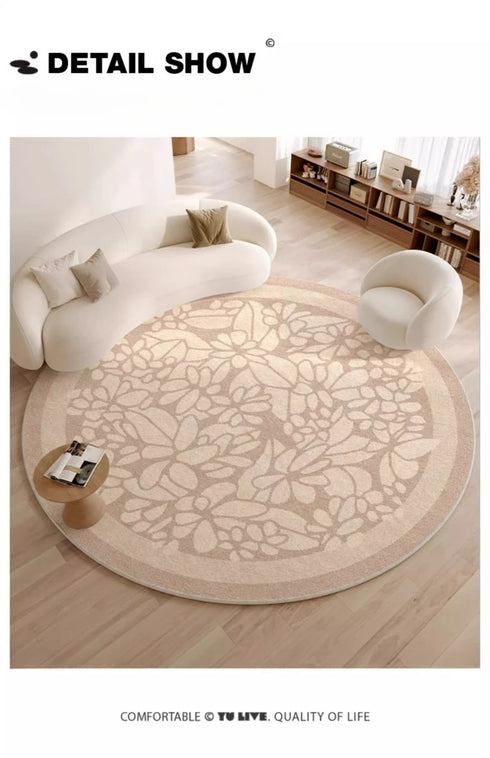 Light Luxury Round Large Area Carpet for Living Room and Bedroom Rug