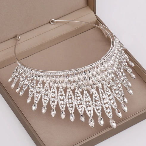 Elegant Rhinestone Crystal Queen Crown Bridal Tiara for Women - Perfect Hair Accessory for Pageants and Weddings