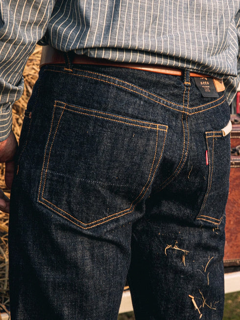 Slim Straight Button Fly Denim Jeans for Men - Heritage Style Selvedge Pants Perfect for Casual Wear and Stylish Medium Wash Jeans Outfit