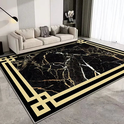 European Style Luxury Gold Area Rug Abstract Texture Washable Living Room Carpet