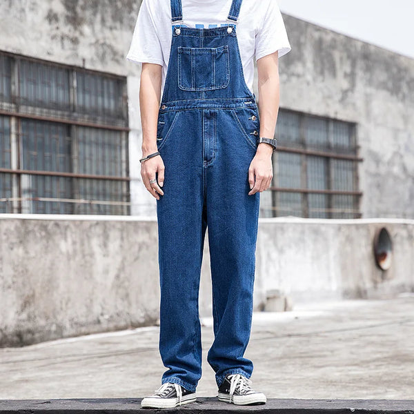 Blue Mens Suspenders Denim Jumpsuit Unisex Work Pants