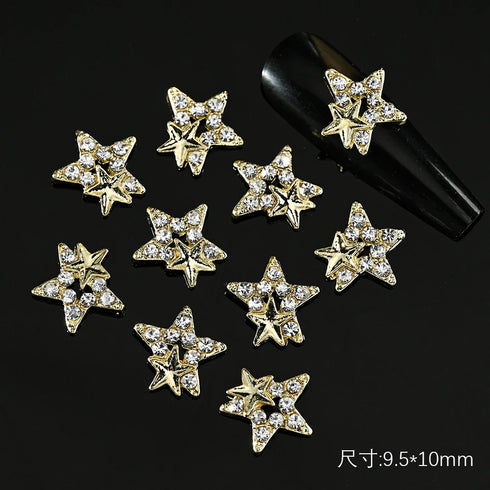 10pcs Devil's Blue Eye Nail Charms with Glitter Rhinestones for Stunning Nail Art Decoration and Manicure Accessories